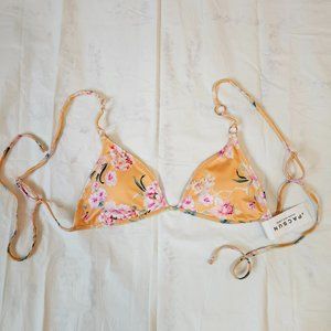 PacSun LA Hearts Orange Floral Bikini Top Size Small